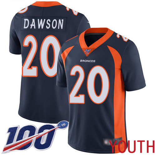 Youth Denver Broncos #20 Duke Dawson Navy Blue Alternate Vapor Untouchable Limited Player 100th Season Football NFL Jersey->youth nfl jersey->Youth Jersey